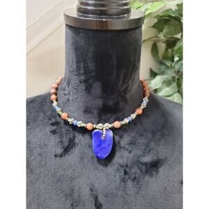 Women's Handmade Multicolor Blue Stone Choker Necklace